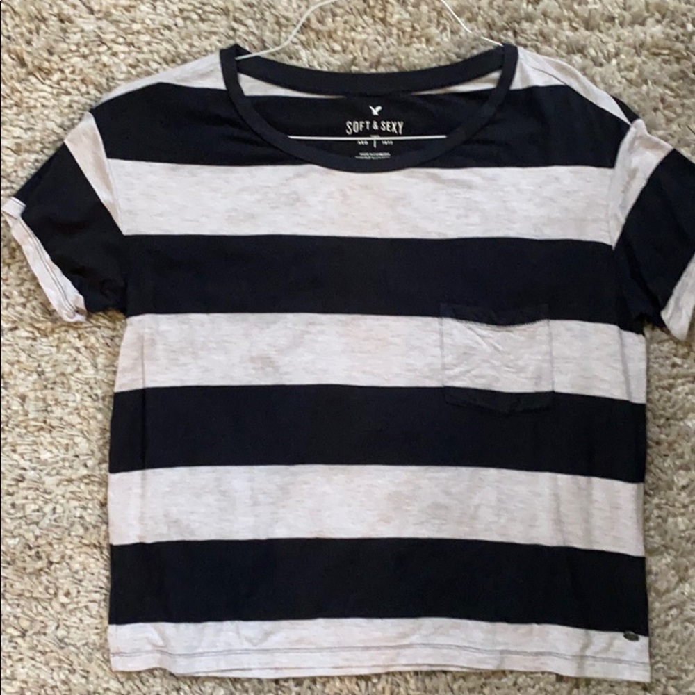 American Eagle Soft and Sexy Tee XS Black and Gray